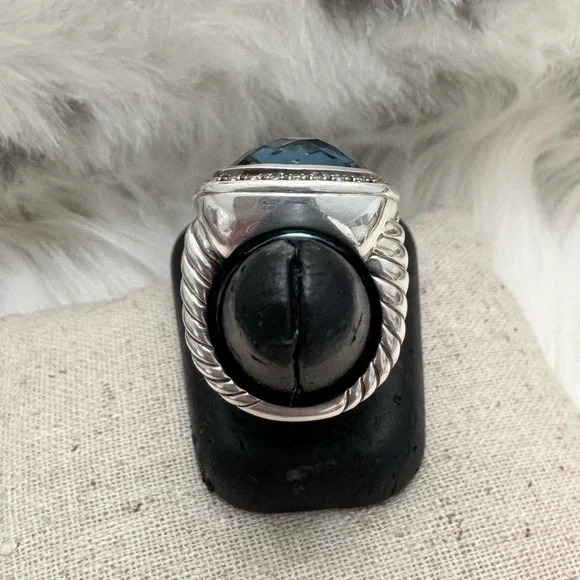 David Yurman Moonlight Ice Hampton Blue Topaz Diamond Albion Ring - Picture 7 of 12